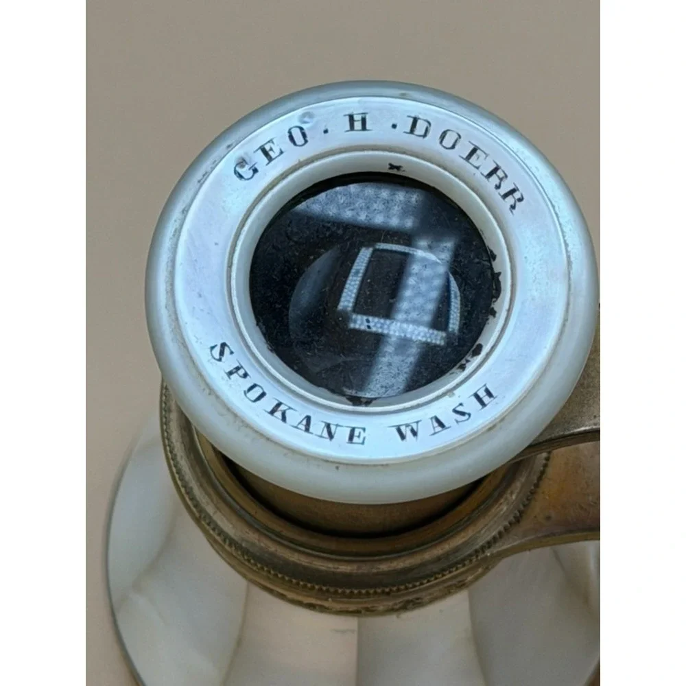 Antique Geo H Doerr Spokane Paris Mother of Pearl Opera Glasses w/ Case
